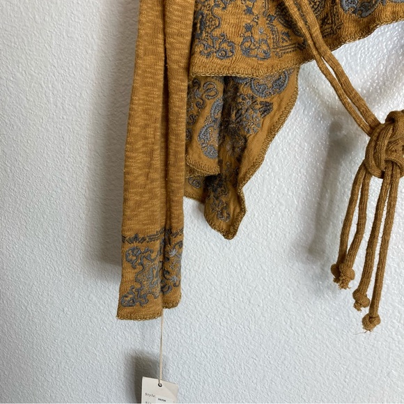 New Johnny Was Biya Boho Embroidered Hooded Cardigan in Taupe  M - Picture 7 of 15